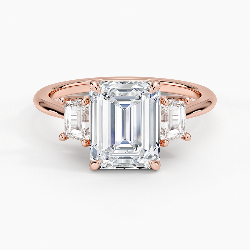 Embrace Three Stone Trapezoid Diamond Ring