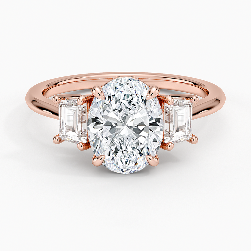 Embrace Three Stone Trapezoid Diamond Ring