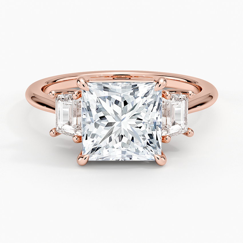 Embrace Three Stone Trapezoid Diamond Ring