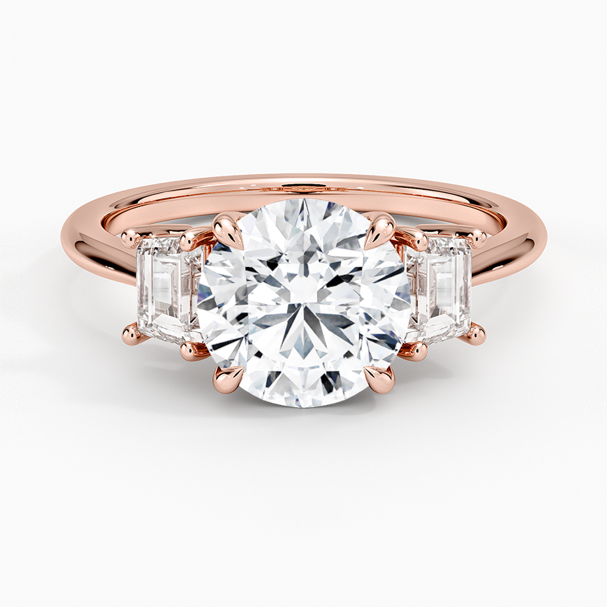 Embrace Three Stone Trapezoid Diamond Ring