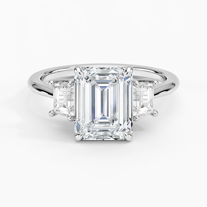 Embrace Three Stone Trapezoid Diamond Ring