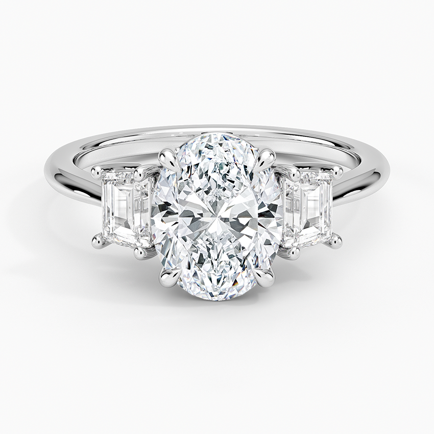 Embrace Three Stone Trapezoid Diamond Ring