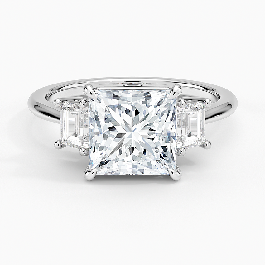 Embrace Three Stone Trapezoid Diamond Ring
