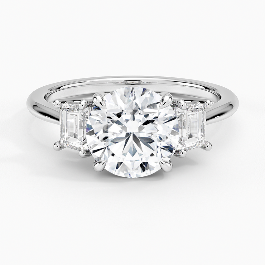 Embrace Three Stone Trapezoid Diamond Ring