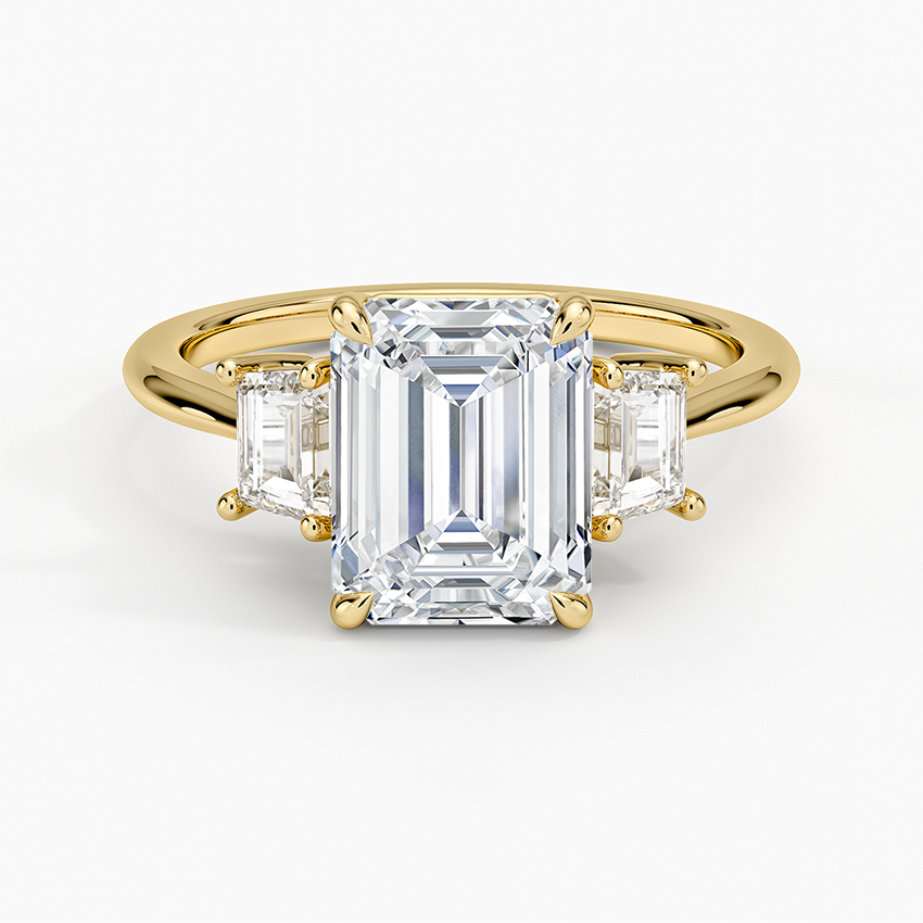 Embrace Three Stone Trapezoid Diamond Ring