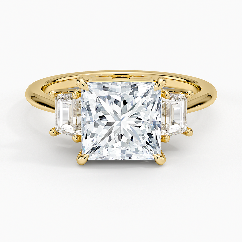 Embrace Three Stone Trapezoid Diamond Ring