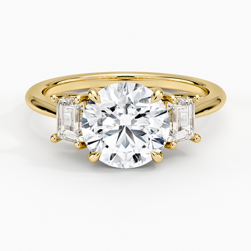 Embrace Three Stone Trapezoid Diamond Ring