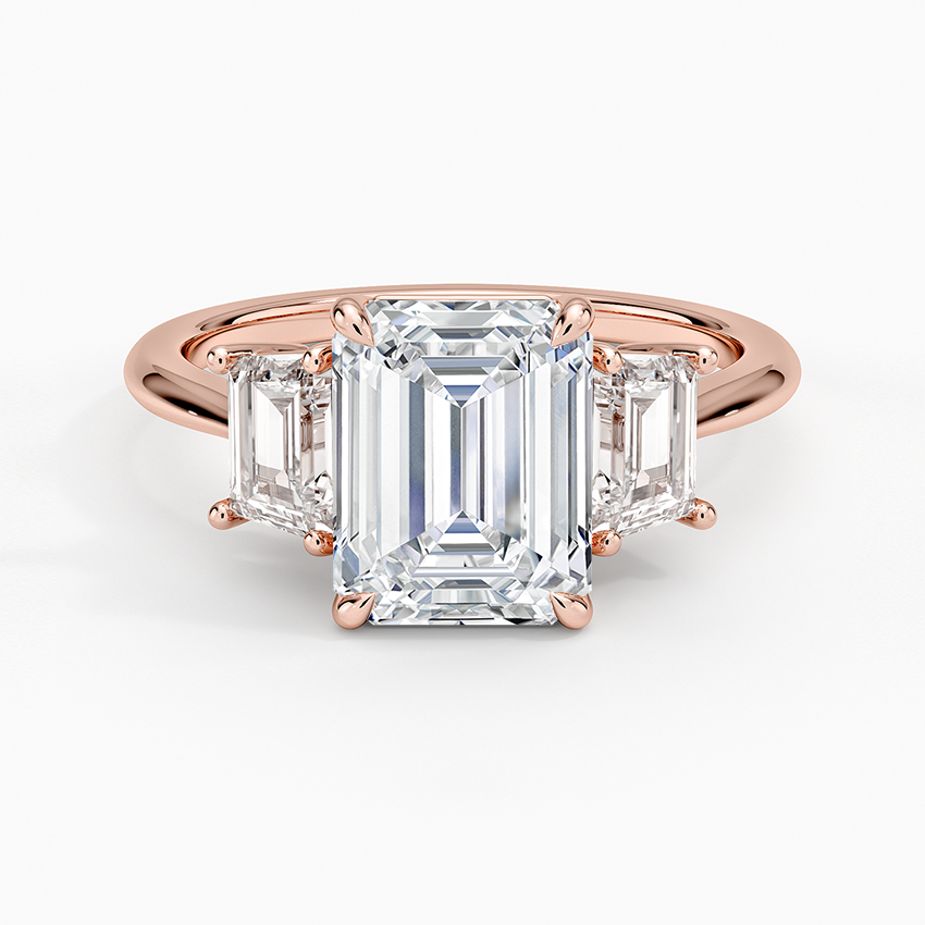 Luxe Embrace Three Stone Trapezoid Diamond Ring