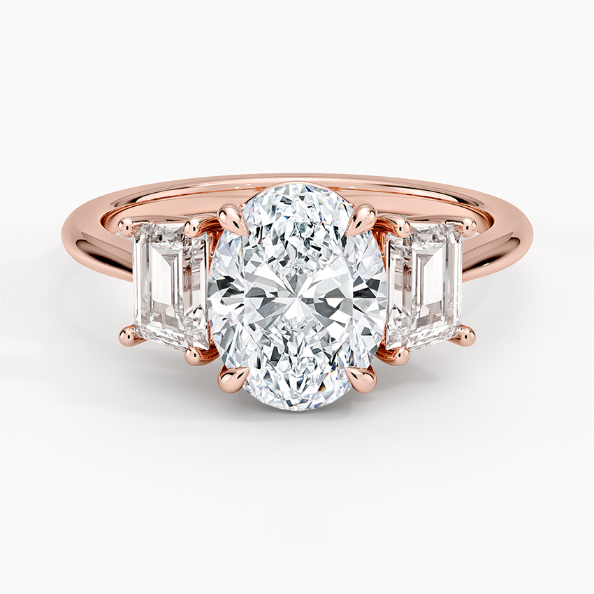 Luxe Embrace Three Stone Trapezoid Diamond Ring
