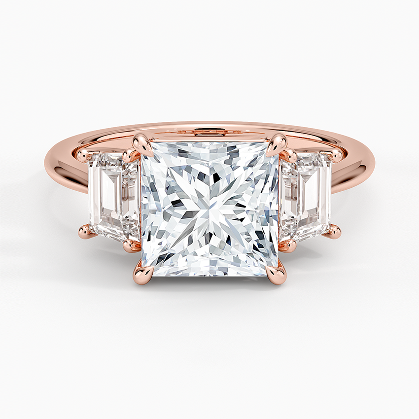 Luxe Embrace Three Stone Trapezoid Diamond Ring