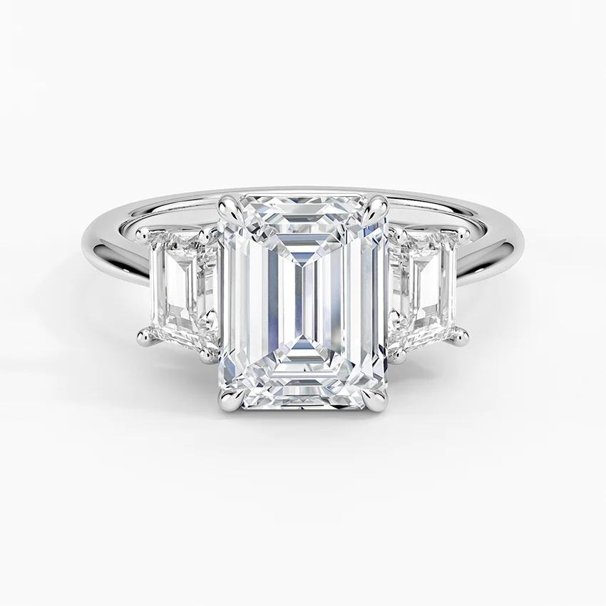 Luxe Embrace Three Stone Trapezoid Diamond Ring