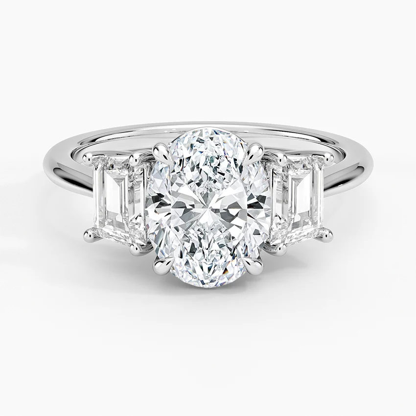 Luxe Embrace Three Stone Trapezoid Diamond Ring