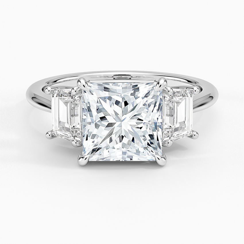 Luxe Embrace Three Stone Trapezoid Diamond Ring