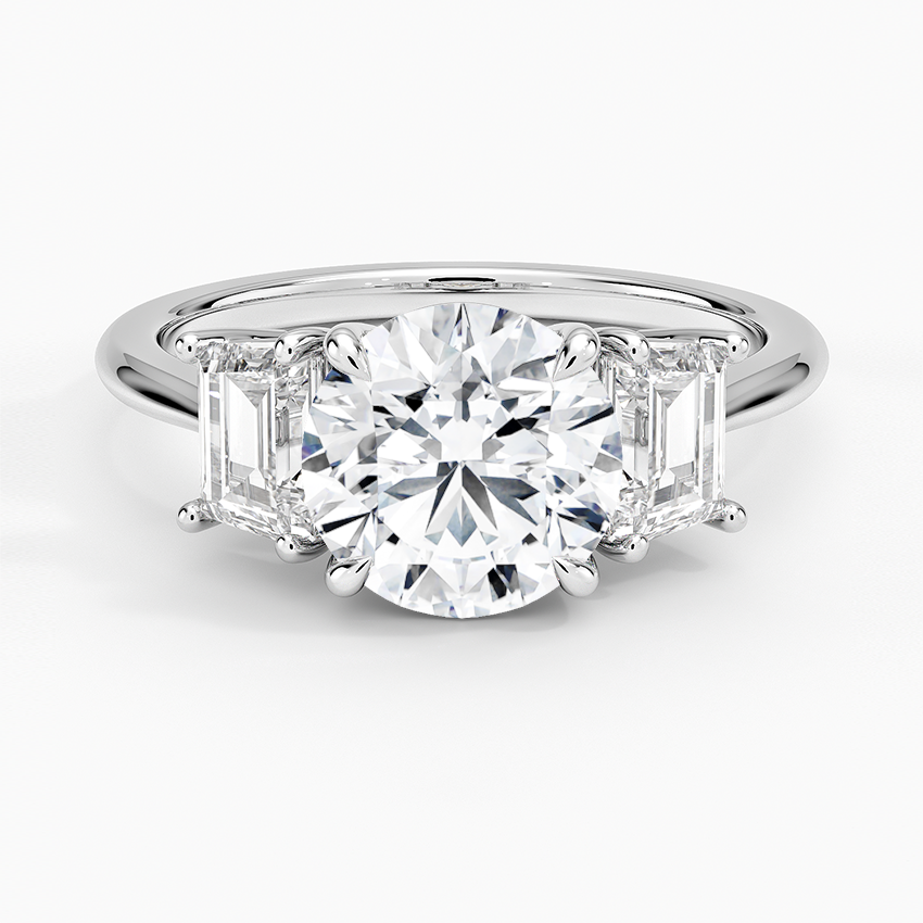 Luxe Embrace Three Stone Trapezoid Diamond Ring