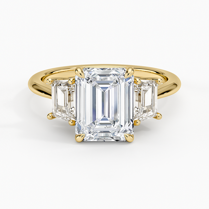 Luxe Embrace Three Stone Trapezoid Diamond Ring