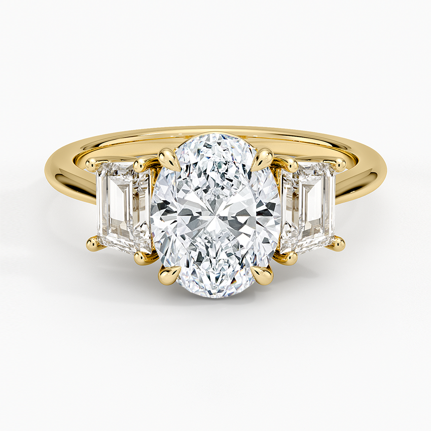 Luxe Embrace Three Stone Trapezoid Diamond Ring