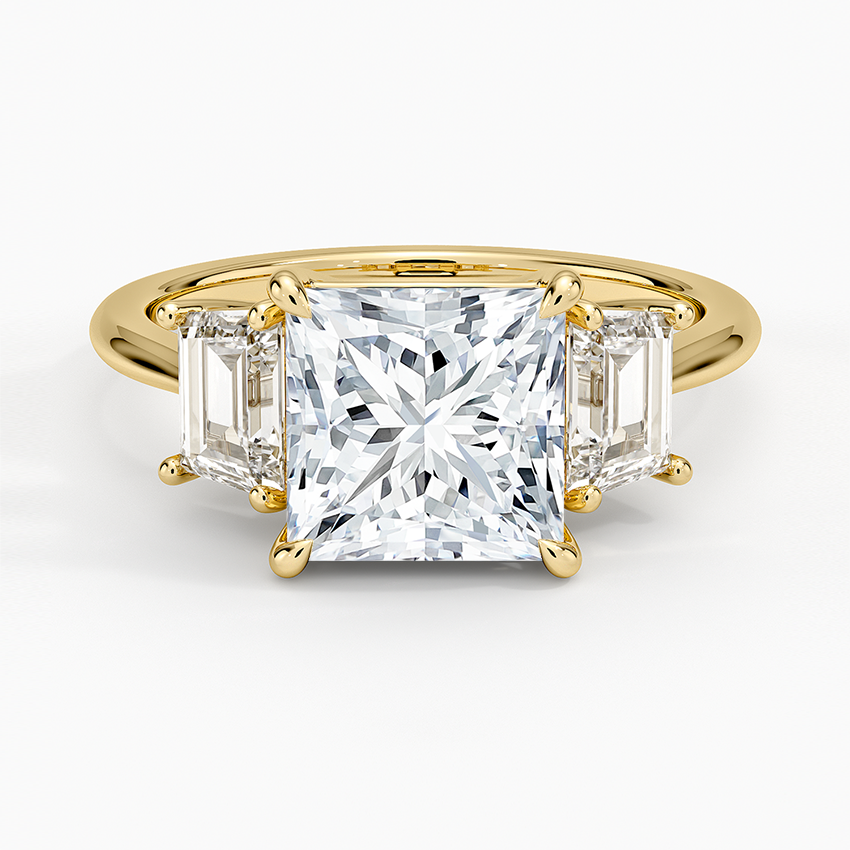 Luxe Embrace Three Stone Trapezoid Diamond Ring