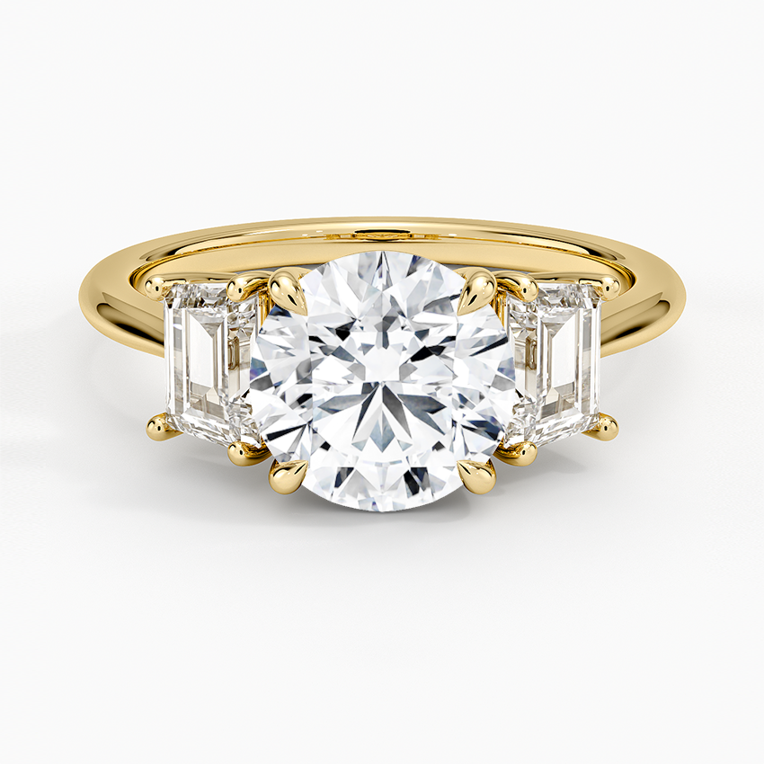 Luxe Embrace Three Stone Trapezoid Diamond Ring