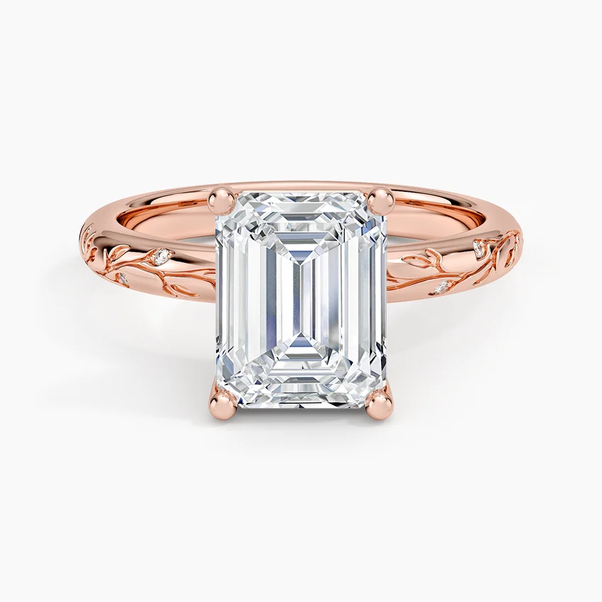 Verdure Engraved Diamond Solitaire Ring