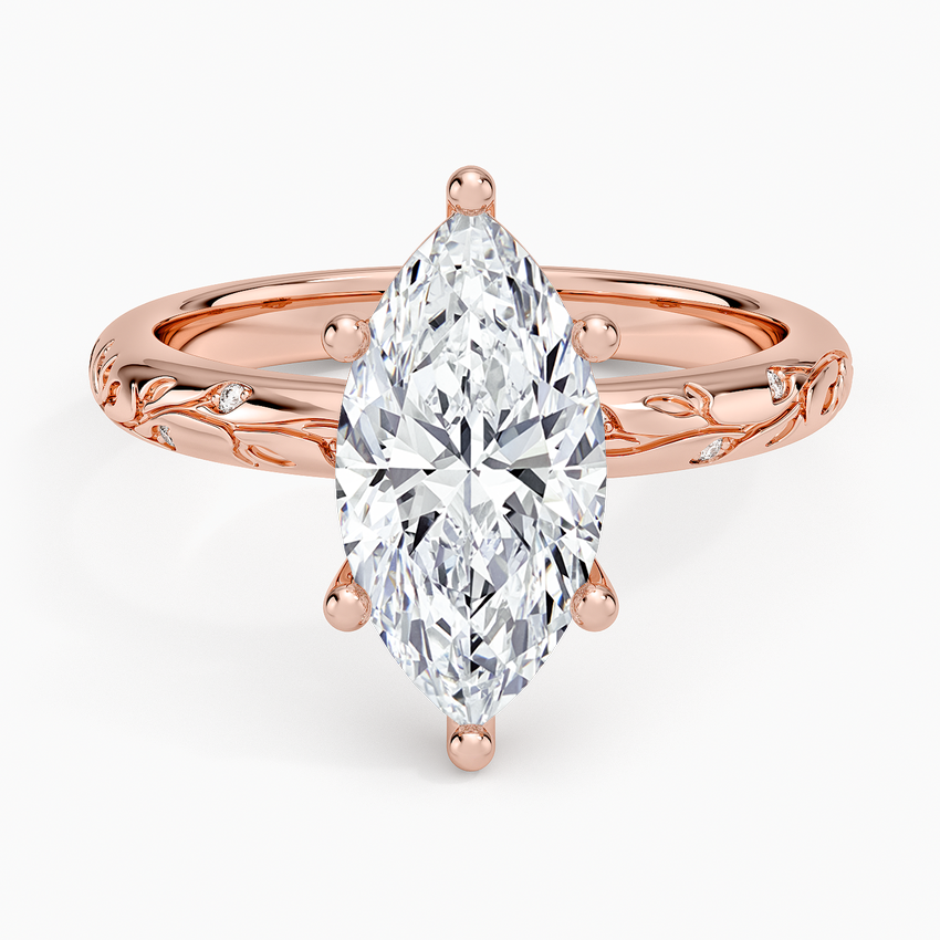 Verdure Engraved Diamond Solitaire Ring