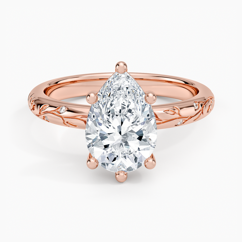 Verdure Engraved Diamond Solitaire Ring