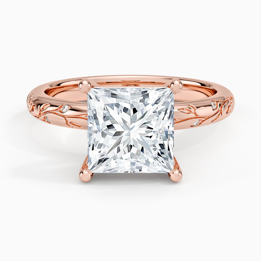 Verdure Engraved Diamond Solitaire Ring