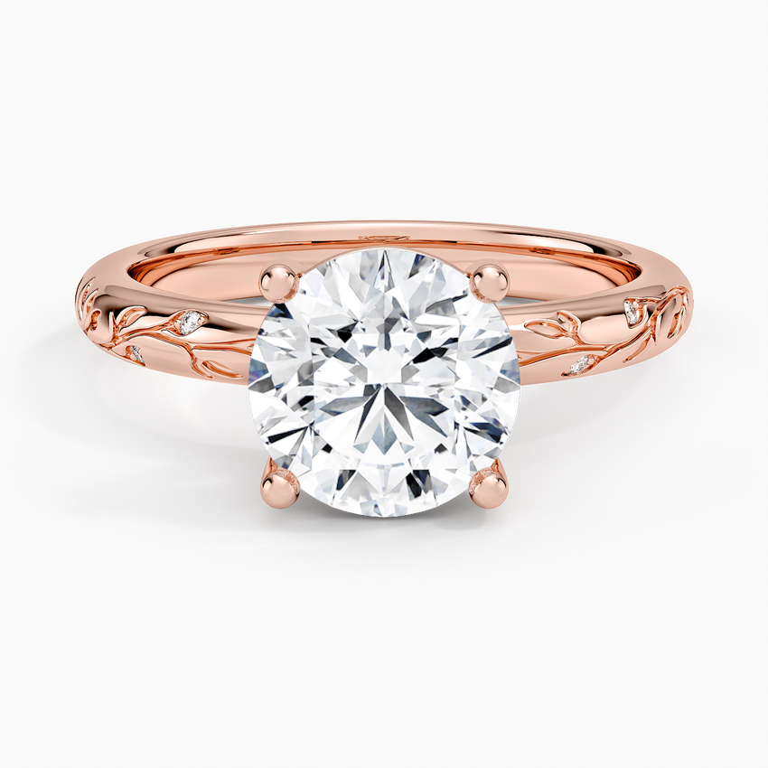 Verdure Engraved Diamond Solitaire Ring