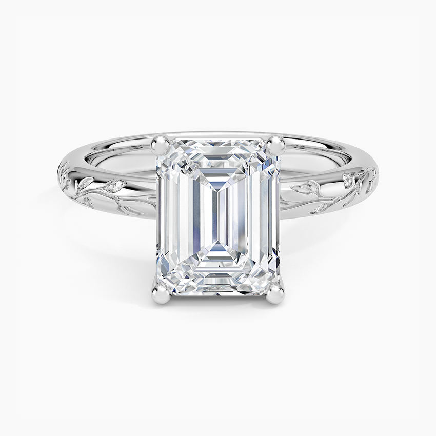Verdure Engraved Diamond Solitaire Ring