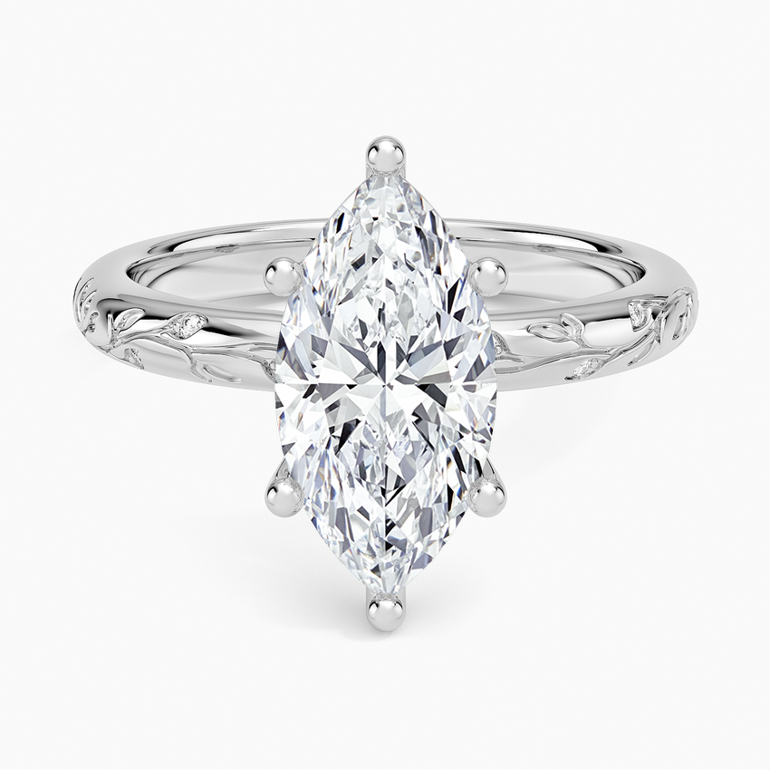 Verdure Engraved Diamond Solitaire Ring