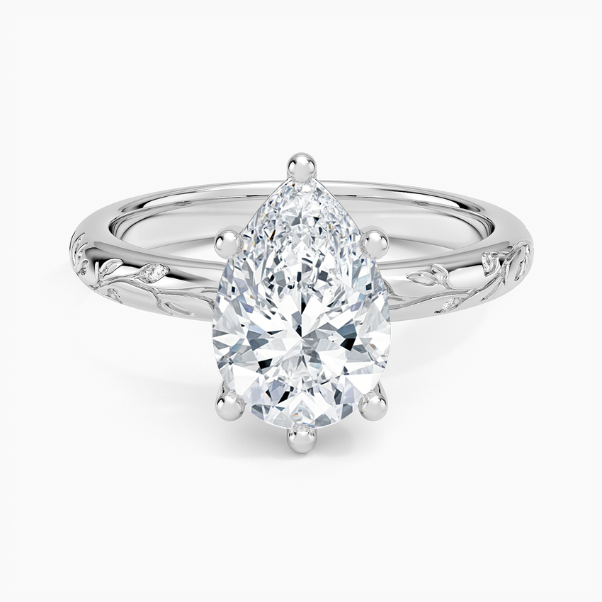 Verdure Engraved Diamond Solitaire Ring