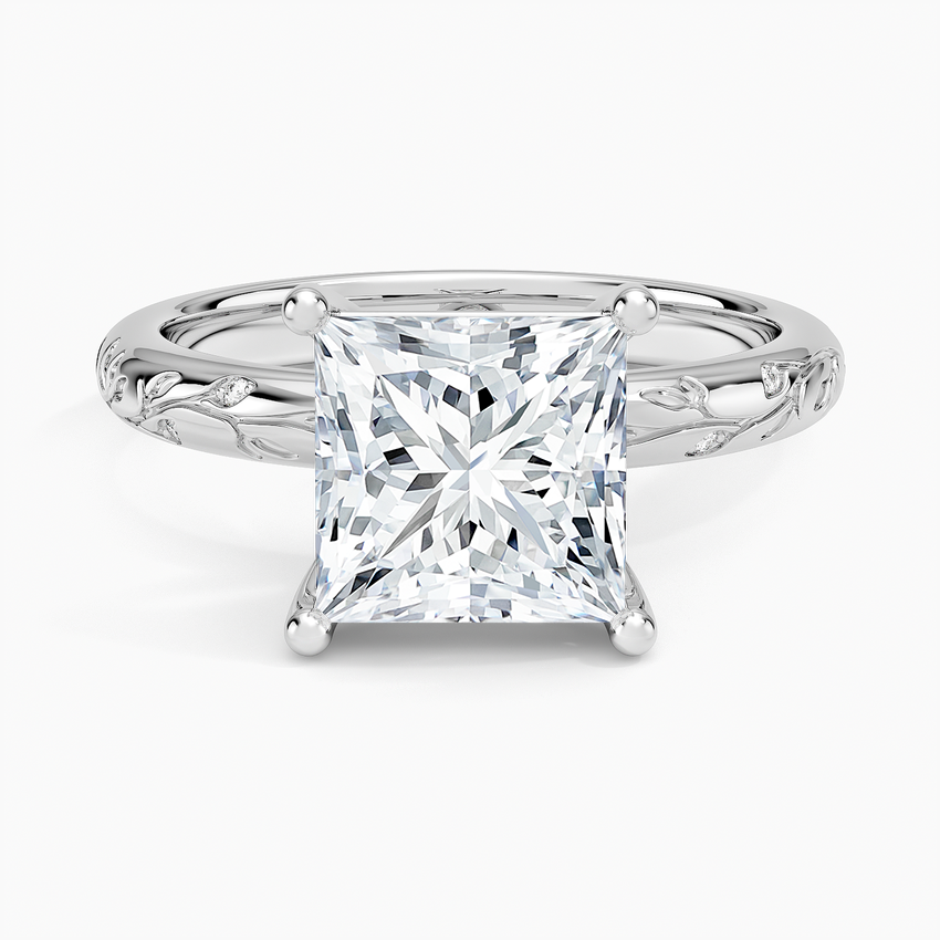 Verdure Engraved Diamond Solitaire Ring
