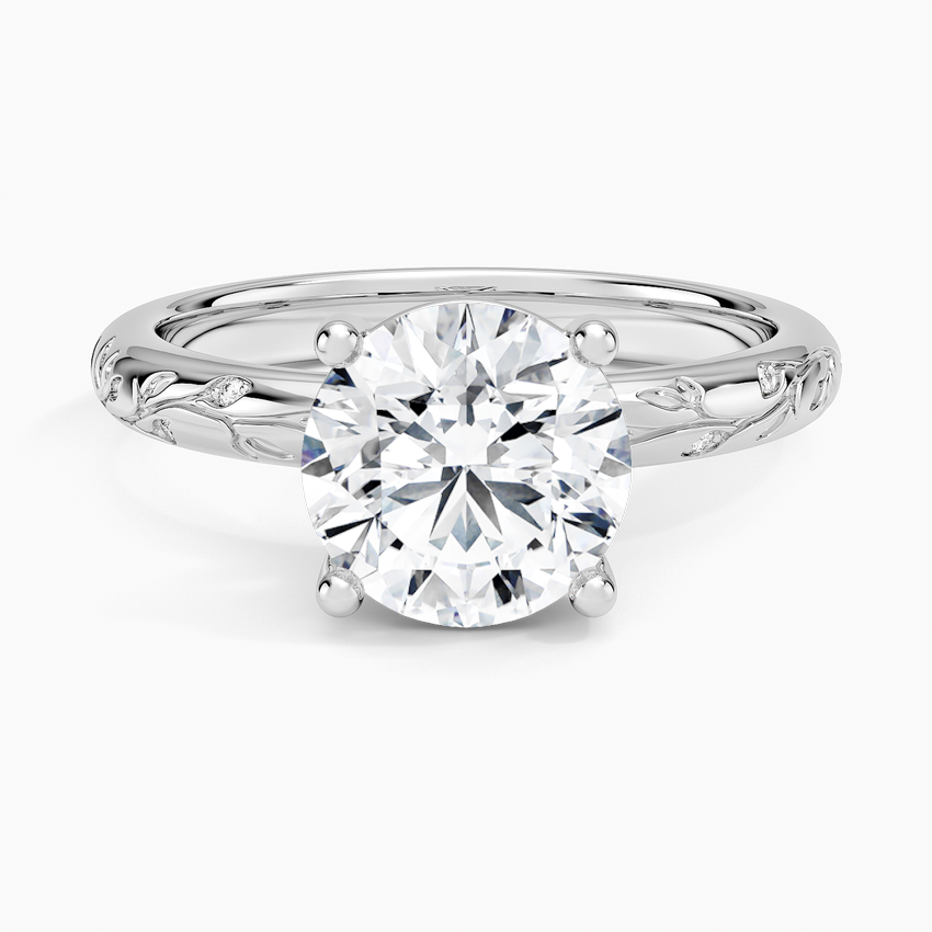 Verdure Engraved Diamond Solitaire Ring