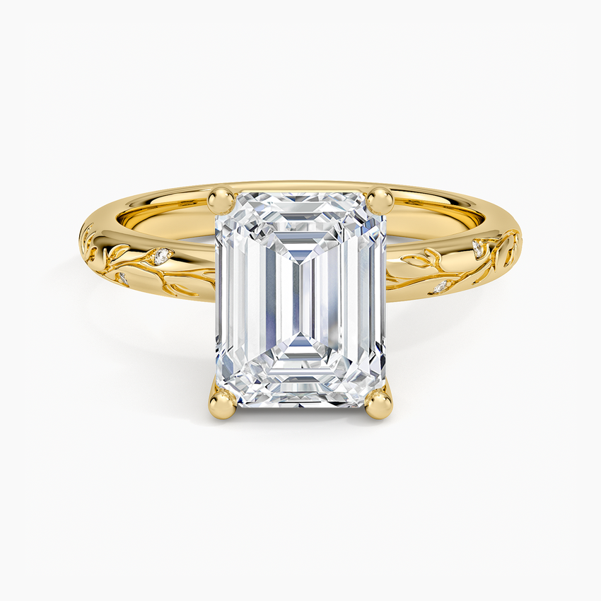 Verdure Engraved Diamond Solitaire Ring