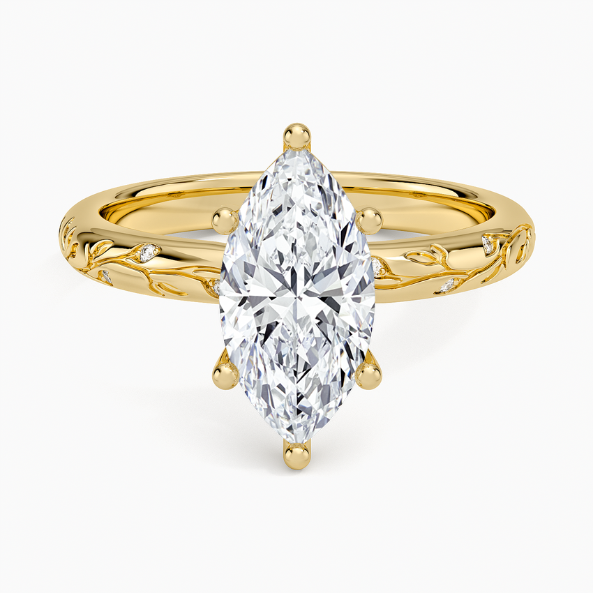 Verdure Engraved Diamond Solitaire Ring