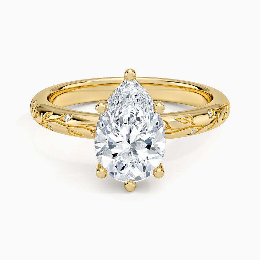 Verdure Engraved Diamond Solitaire Ring