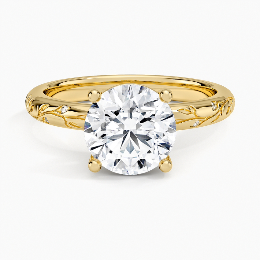 Verdure Engraved Diamond Solitaire Ring