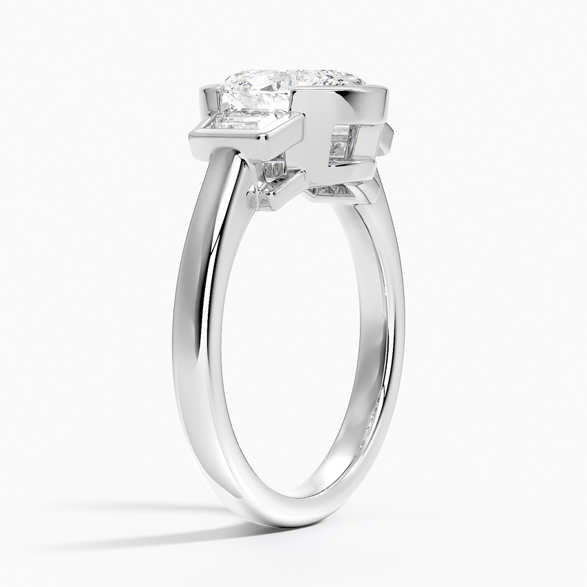 Seamless Trapezoid Three Stone Diamond Ring