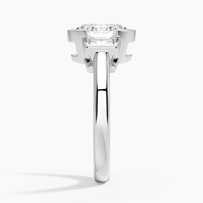 Seamless Trapezoid Three Stone Diamond Ring