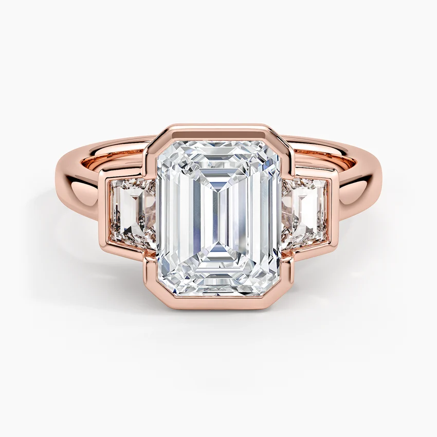Seamless Trapezoid Three Stone Diamond Ring