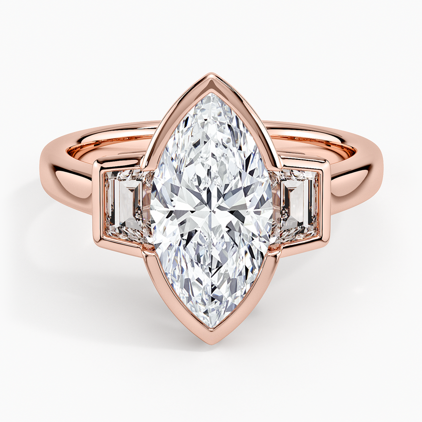 Seamless Trapezoid Three Stone Diamond Ring