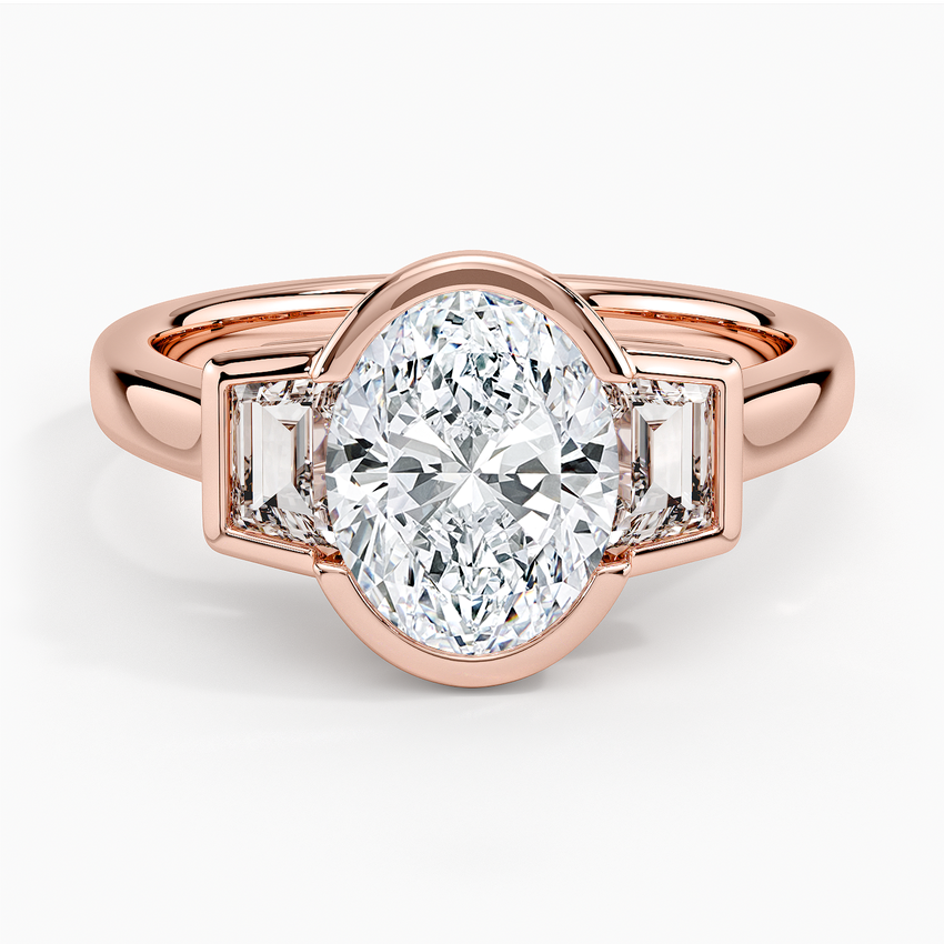 Seamless Trapezoid Three Stone Diamond Ring