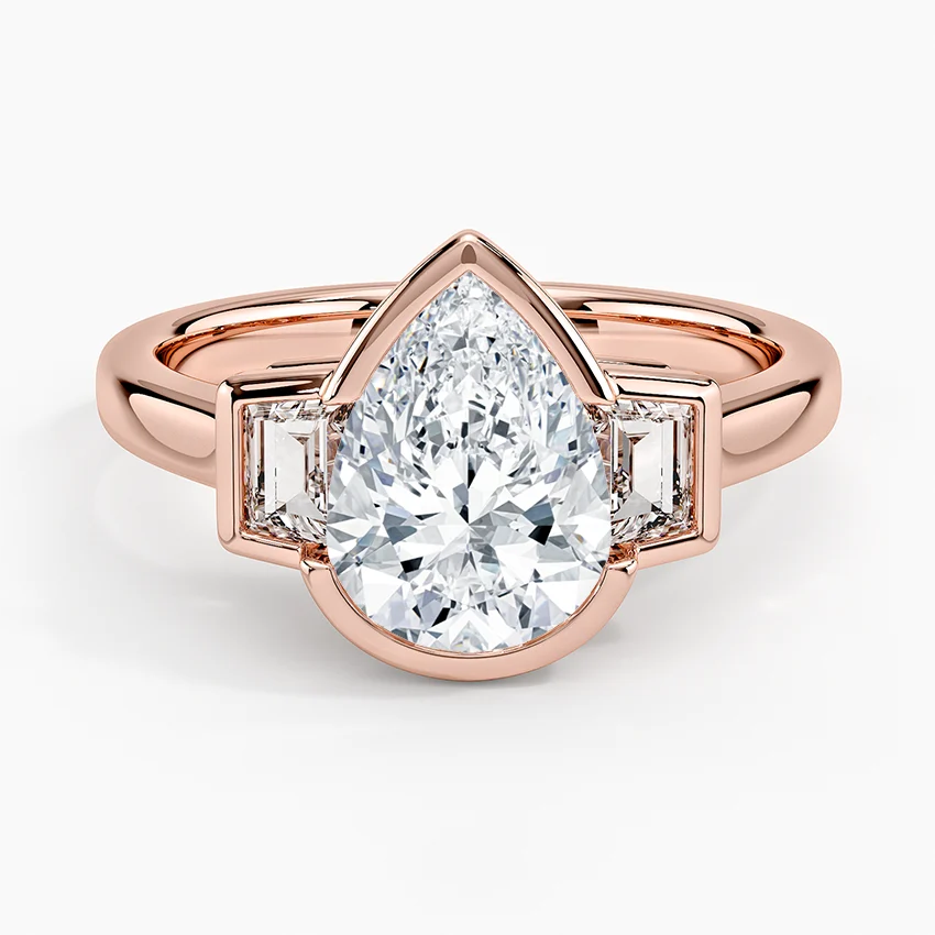 Seamless Trapezoid Three Stone Diamond Ring