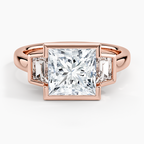 Seamless Trapezoid Three Stone Diamond Ring