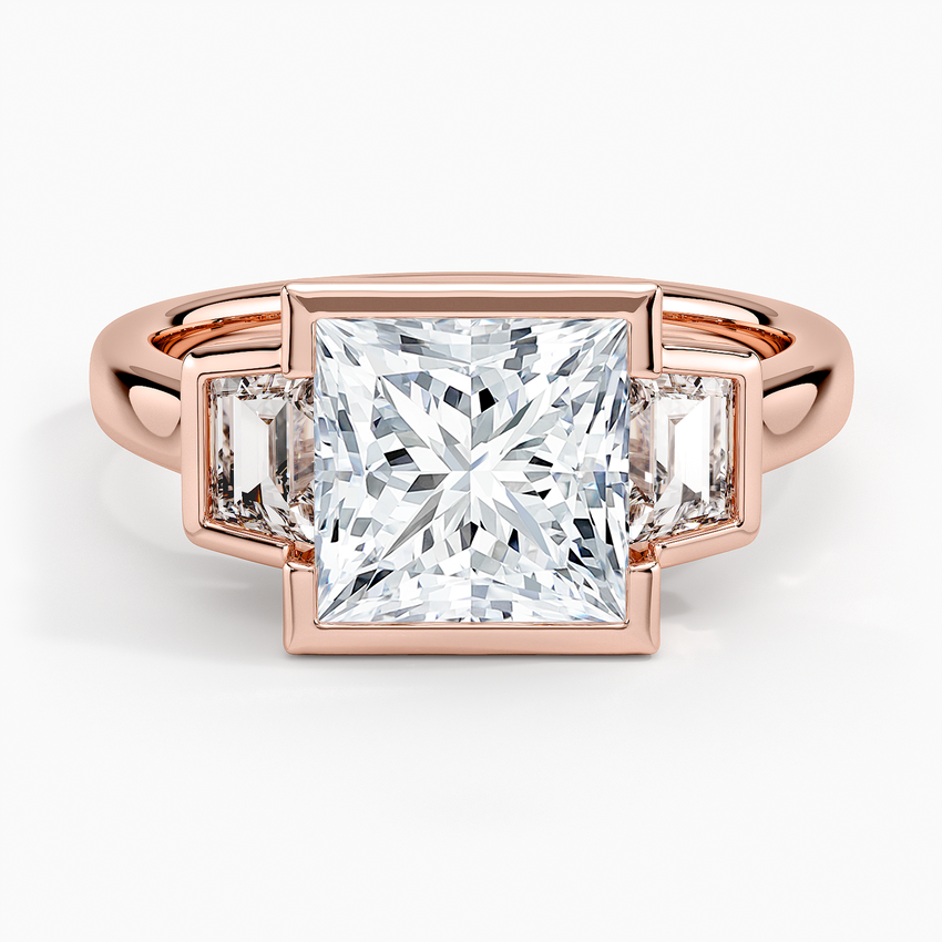 Seamless Trapezoid Three Stone Diamond Ring