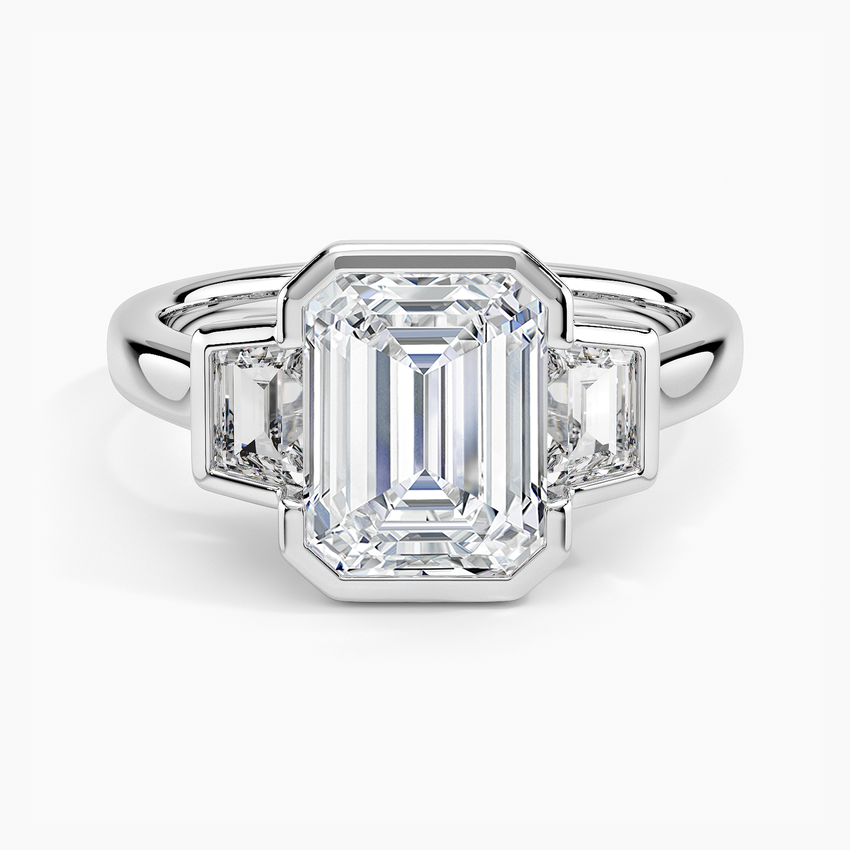 Seamless Trapezoid Three Stone Diamond Ring