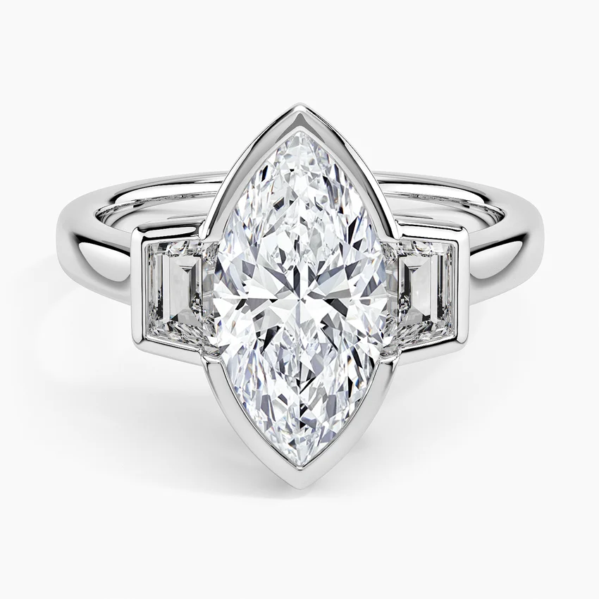 Seamless Trapezoid Three Stone Diamond Ring