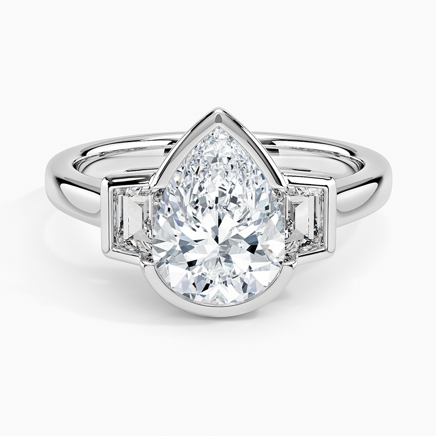 Seamless Trapezoid Three Stone Diamond Ring