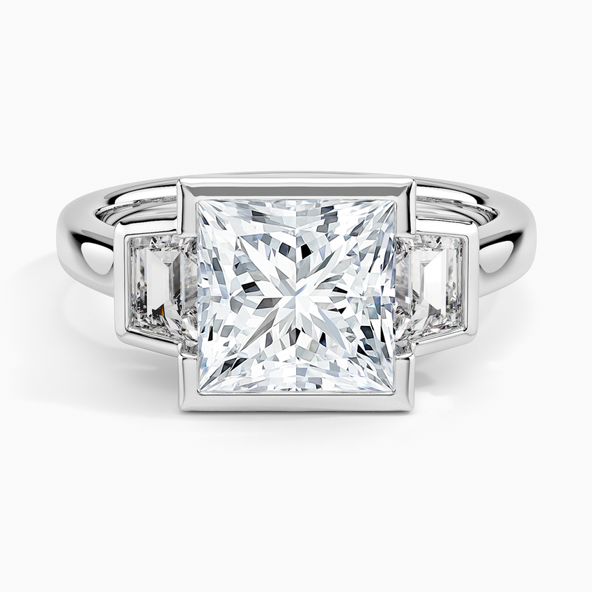 Seamless Trapezoid Three Stone Diamond Ring