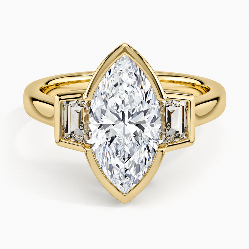 Seamless Trapezoid Three Stone Diamond Ring
