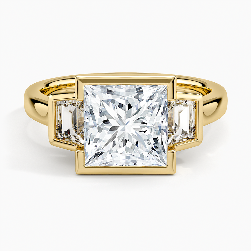 Seamless Trapezoid Three Stone Diamond Ring